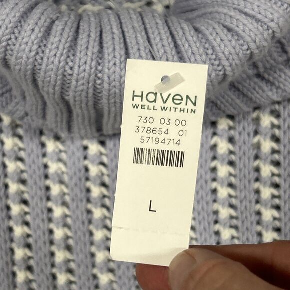 Haven Well Within Sweater Womens Large Open Knit Chunky Turtleneck Lavender New - Picture 5 of 9